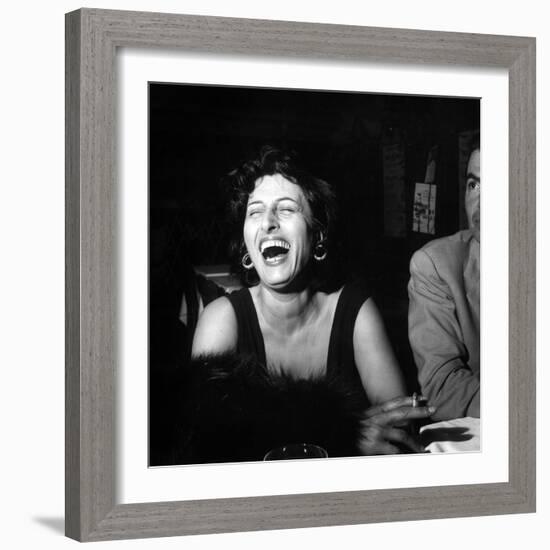 Anna Magnani Sitting Next to James Mason-null-Framed Photographic Print