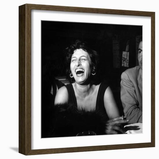 Anna Magnani Sitting Next to James Mason-null-Framed Photographic Print