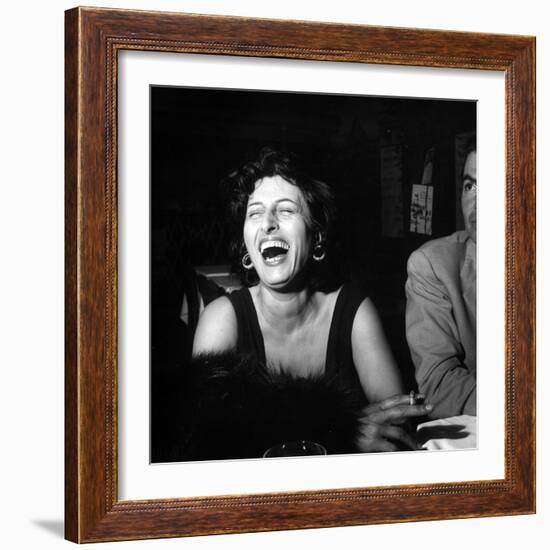 Anna Magnani Sitting Next to James Mason-null-Framed Photographic Print