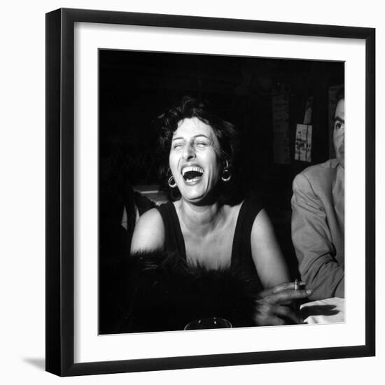 Anna Magnani Sitting Next to James Mason-null-Framed Photographic Print