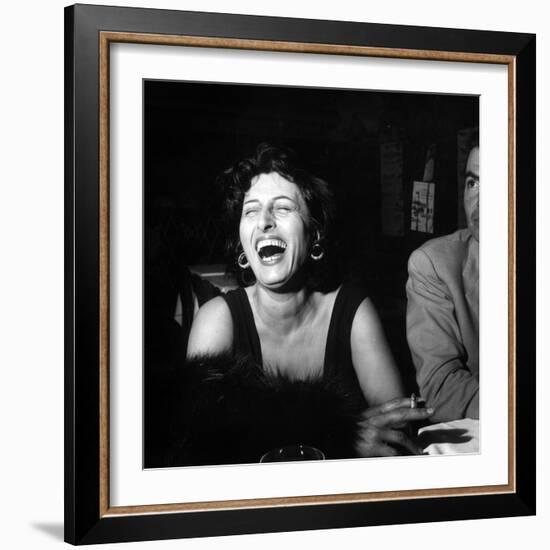 Anna Magnani Sitting Next to James Mason-null-Framed Photographic Print