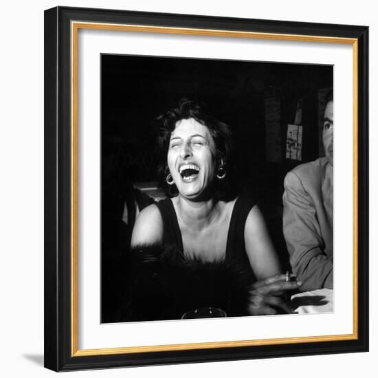 Anna Magnani Sitting Next to James Mason-null-Framed Photographic Print