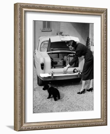 Anna Maria Ferrero Beside an Alfa Romeo Giulietta-Mario de Biasi-Framed Photographic Print