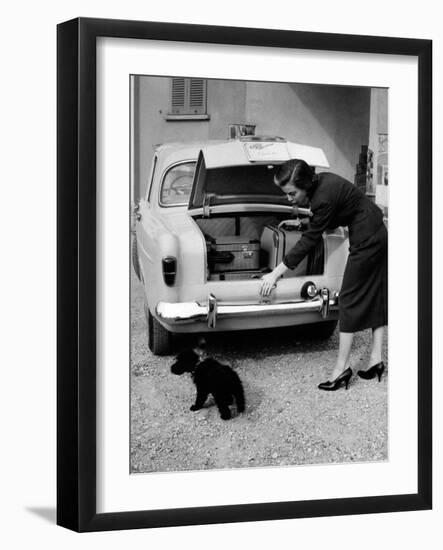 Anna Maria Ferrero Beside an Alfa Romeo Giulietta-Mario de Biasi-Framed Photographic Print