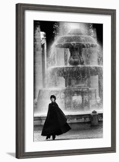 Anna Maria Guarnieri in Front of a Fountain-null-Framed Photographic Print