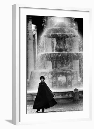 Anna Maria Guarnieri in Front of a Fountain-null-Framed Photographic Print