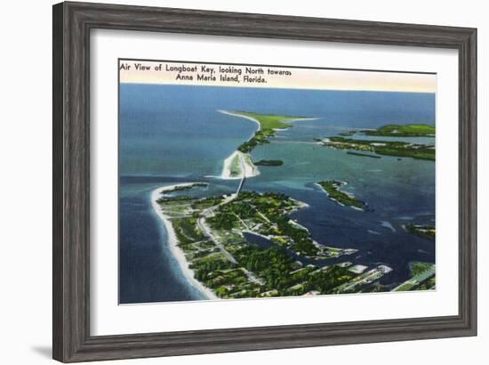 Anna Maria Island, Florida - Aerial View of Island, Longboat Key-Lantern Press-Framed Art Print