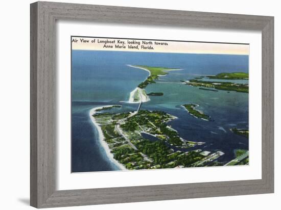 Anna Maria Island, Florida - Aerial View of Island, Longboat Key-Lantern Press-Framed Art Print