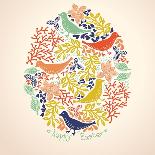 Easter Vector Background with Colorful Birds and Flowers-Anna Paff-Art Print