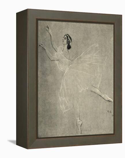 Anna Pavlova in ballet Les sylphides by F Chopin-Valentin Aleksandrovich Serov-Framed Premier Image Canvas