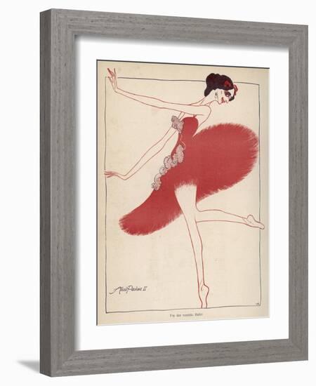 Anna Pavlova Russian Ballet Dancer: a Satirical View in a Danish Magazine-null-Framed Art Print