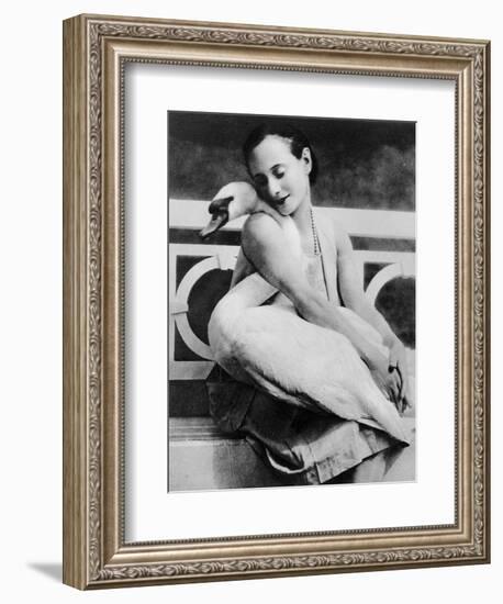 Anna Pavlova with Her Pet Swan Jack, C.1905-null-Framed Giclee Print