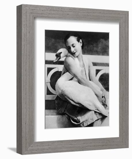 Anna Pavlova with Her Pet Swan Jack, C.1905-null-Framed Giclee Print