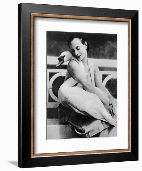 Anna Pavlova with Her Pet Swan Jack, C.1905-null-Framed Giclee Print