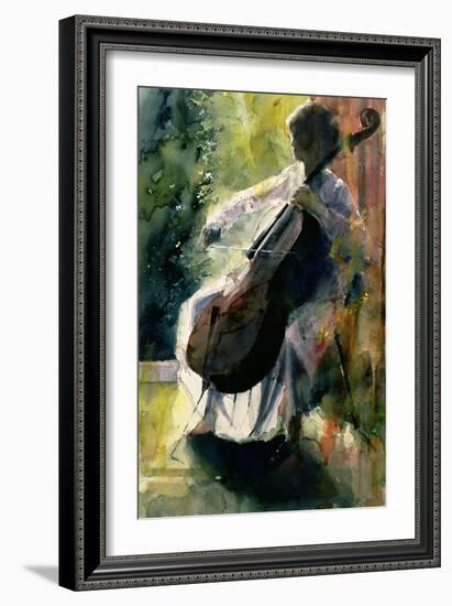 Anna Playing the Cello-John Lidzey-Framed Giclee Print