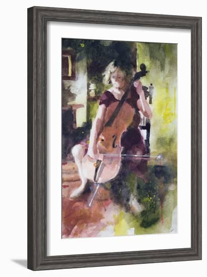 Anna Playing the Cello-John Lidzey-Framed Giclee Print