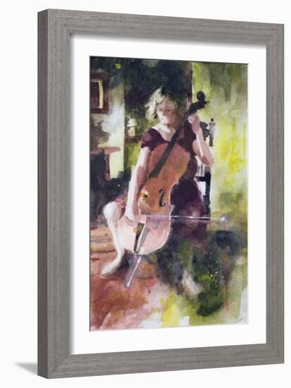 Anna Playing the Cello-John Lidzey-Framed Giclee Print