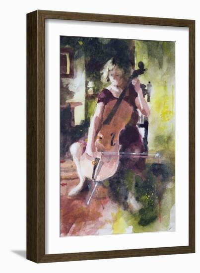 Anna Playing the Cello-John Lidzey-Framed Giclee Print