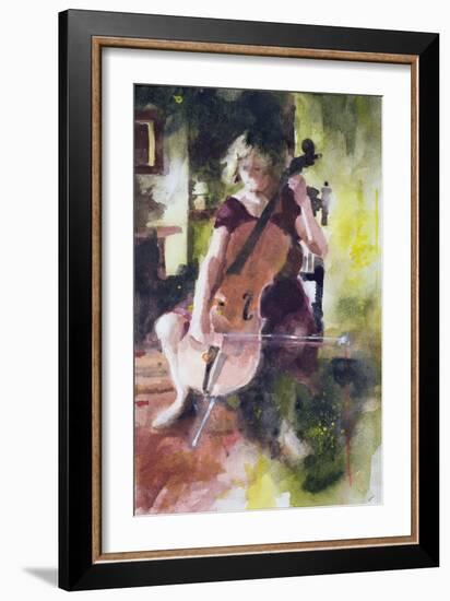 Anna Playing the Cello-John Lidzey-Framed Giclee Print