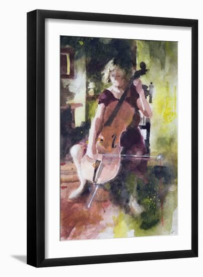 Anna Playing the Cello-John Lidzey-Framed Giclee Print