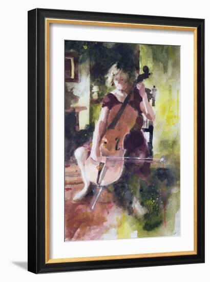 Anna Playing the Cello-John Lidzey-Framed Giclee Print