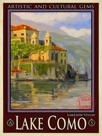 Bellagio, Italy - Centro Lago Di Como - Retro travel Poster - Vintage  Poster by Studio Grafiikka