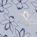 Floral Seamless Pattern. Pastel Colors and Gold. Stylized Sketch Jasmine or Magnolia Flowers. Great-Anna_Sokol-Stretched Canvas