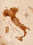 Map of Italy in Old Style in Vector Format, Brown Graphics in a Retro Style-anna42f-Art Print
