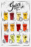 Poster Juice Menu with Glasses of Different Juices Drawing on Background of Dirty Paper-anna42f-Art Print