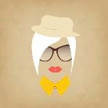 Hipster Lady. Accessories Hat, Sunglasses, Collar.-AnnaKukhmar-Art Print