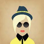 Vintage Hipster Background. Sunglasses and Mustache.-AnnaKukhmar-Art Print