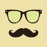 Vintage Hipster Background. Sunglasses and Mustache.-AnnaKukhmar-Framed Art Print