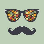 Vintage Hipster Background. Sunglasses and Mustache.-AnnaKukhmar-Art Print