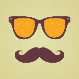 Vintage Hipster Background. Sunglasses and Mustache.-AnnaKukhmar-Art Print