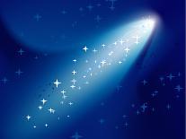 Comet on Dark Blue Sky with Small Sparkling Stars. Raster Version.-annanurrka-Framed Premier Image Canvas