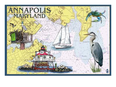  Annapolis Maryland Nautical Chart Art Print Lantern Press Art