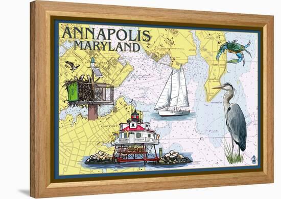 Annapolis, Maryland - Nautical Chart-Lantern Press-Framed Stretched Canvas