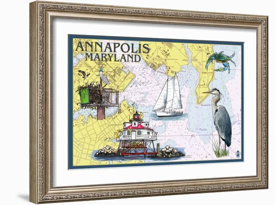 Annapolis, Maryland - Nautical Chart-Lantern Press-Framed Art Print