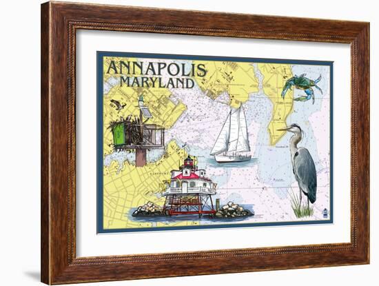 Annapolis, Maryland - Nautical Chart-Lantern Press-Framed Art Print