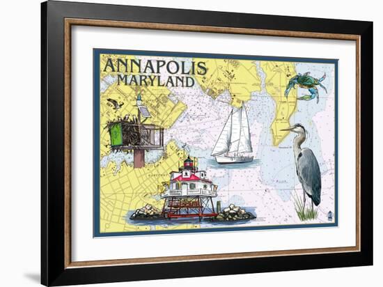 Annapolis, Maryland - Nautical Chart-Lantern Press-Framed Art Print