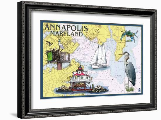 Annapolis, Maryland - Nautical Chart-Lantern Press-Framed Art Print