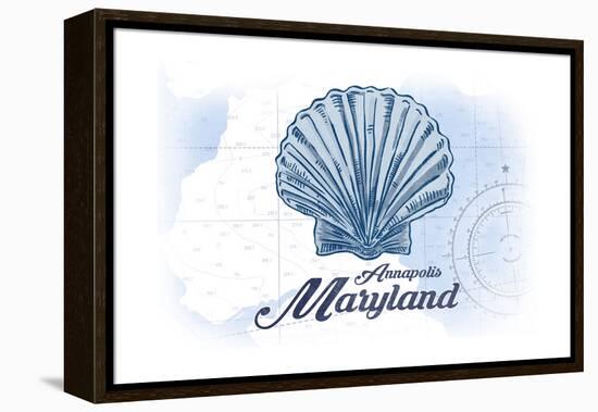 Annapolis, Maryland - Scallop Shell - Blue - Coastal Icon-Lantern Press-Framed Stretched Canvas