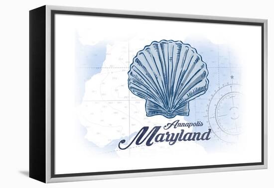 Annapolis, Maryland - Scallop Shell - Blue - Coastal Icon-Lantern Press-Framed Stretched Canvas