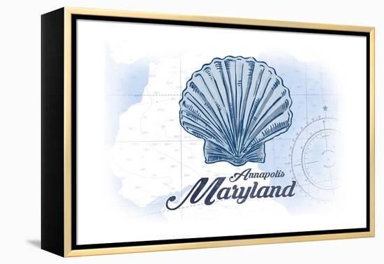 Annapolis, Maryland - Scallop Shell - Blue - Coastal Icon-Lantern Press-Framed Stretched Canvas