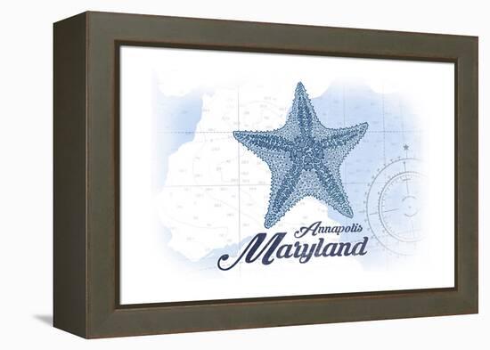 Annapolis, Maryland - Starfish - Blue - Coastal Icon-Lantern Press-Framed Stretched Canvas