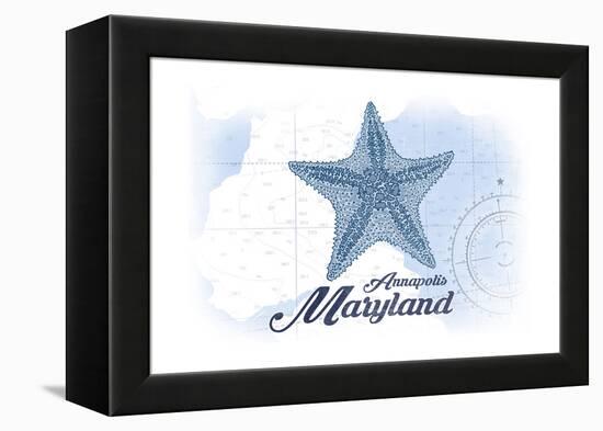 Annapolis, Maryland - Starfish - Blue - Coastal Icon-Lantern Press-Framed Stretched Canvas