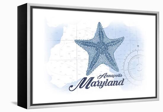 Annapolis, Maryland - Starfish - Blue - Coastal Icon-Lantern Press-Framed Stretched Canvas