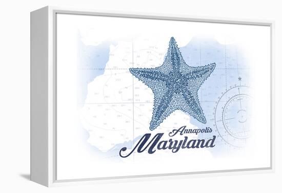 Annapolis, Maryland - Starfish - Blue - Coastal Icon-Lantern Press-Framed Stretched Canvas