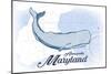 Annapolis, Maryland - Whale - Blue - Coastal Icon-Lantern Press-Mounted Art Print