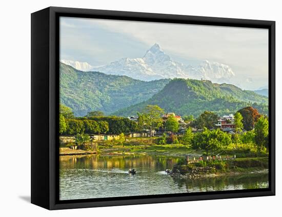 Annapurna Himal, Machapuchare and Phewa Tal Seen from Pokhara, Gandaki Zone, Western Region, Nepal-Jochen Schlenker-Framed Premier Image Canvas